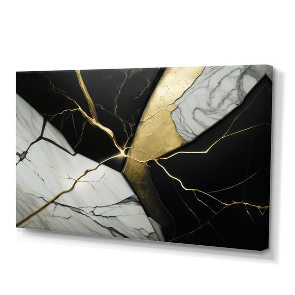 Designart Abstract Geode Black IV Canvas Wall Art