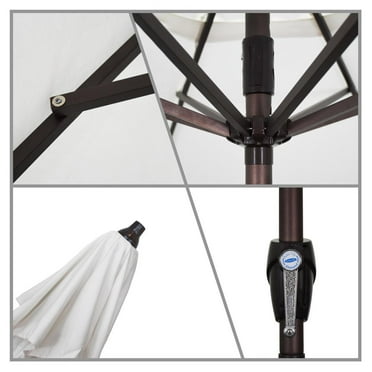 7.5' Casa Series Patio Umbrella With Bronze Aluminum Pole Aluminum RibsAuto Tilt Crank Lift With Pacifica Black Fabric