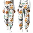 thumbnail image 5 of Yourumao Halloween Sweatpants for Women Elastic Waist Barrel Sweatpant with Drawstring Tapered Leg Thin Fleece Jogger Pants for Halloween with Pocket, 5 of 9