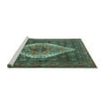 thumbnail image 2 of Ahgly Company Machine Washable Indoor Rectangle Medallion Turquoise Blue Traditional Area Rugs, 4' x 6', 2 of 4