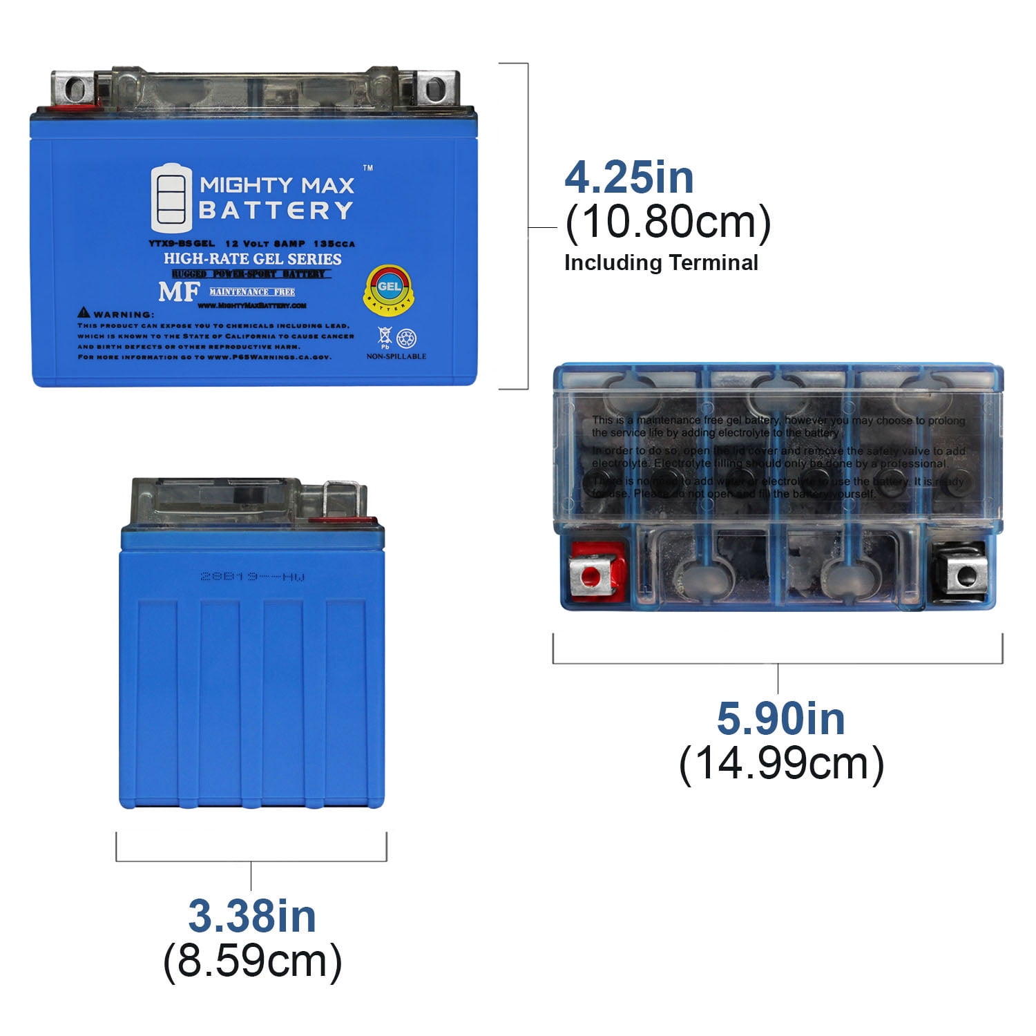 YTX9-BS GEL 12V 8AH Battery for 1993 Kawasaki KZ750L Ninja