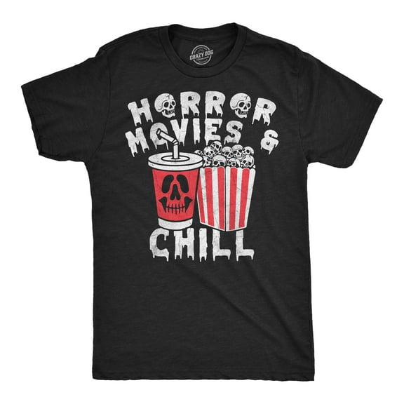 Mens Funny T Shirts Horror Movies And Chill Sarcastic Halloween Movie Graphic Novelty Tee For Men Graphic Tees