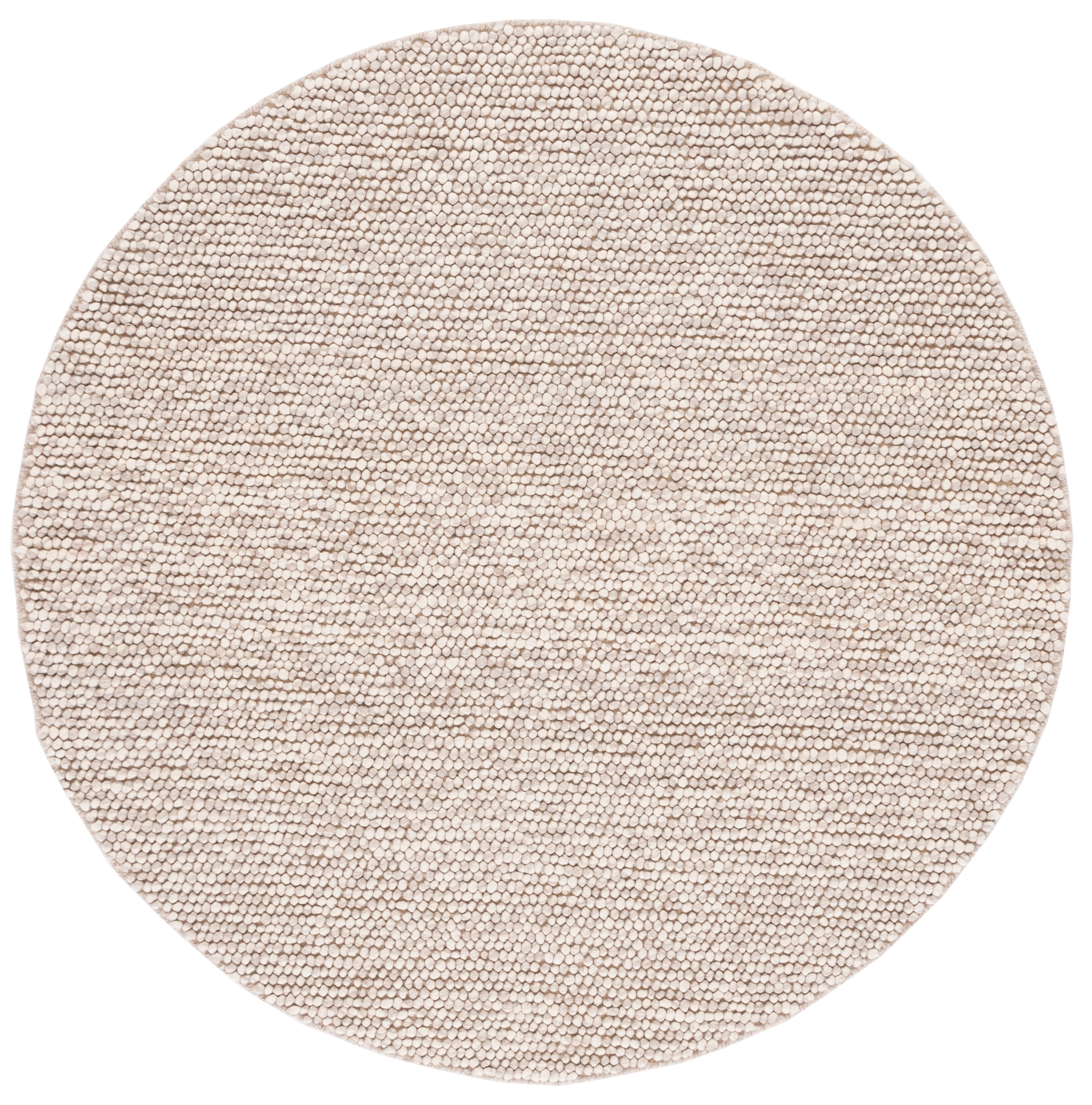 SAFAVIEH Natura Feride Geometric Area Rug, Beige, 4' x 4' Round - Scandinavian Design, Beige, Handmade Wool Blend, Ideal for Living Room, Bedroom, Dining Space