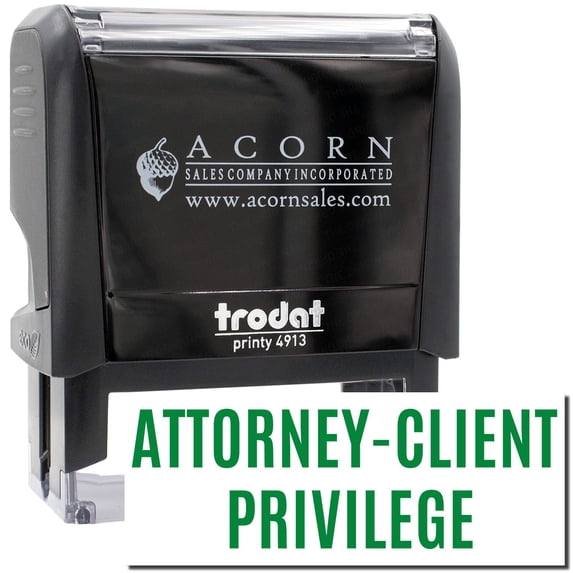 Large Self-Inking Attorney-Client Privilege Stamp, Trodat Printy 4913, Press and Print Stamping, Impression Size 7/8" x 2-1/4", Up to 10,000 Impressions - Green Ink