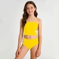 thumbnail image 2 of Tween Girls Swimming Suit Floral Side Print Tankini Swimsuit Two Piece for Big Solid Color Summer Swimwear Bathing Suit, 2 of 5