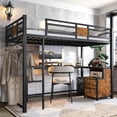 thumbnail image 2 of Twin XL Metal Loft Bed with Desk and Storage Non-woven Fabric Drawers, Ladder, Noise-free Design, No Box Spring Needed, 2 of 14