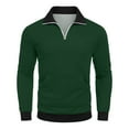 thumbnail image 6 of WTOBBY Men's Quarter Zip Collared Sweatshirt, Casual Long Sleeve Pullover with Pockets, Athletic Workwear Style Comfort,Dark Green M, 6 of 7