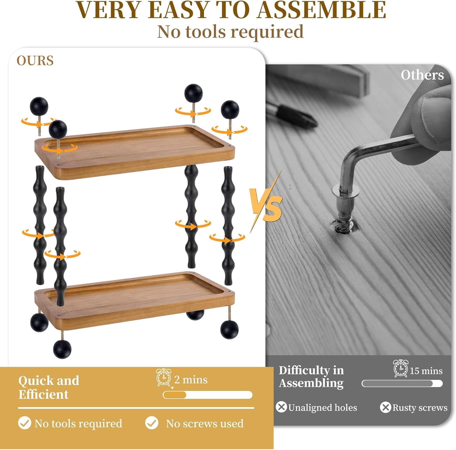 2-Tier Bathroom Counter Organizer , Wood Countertop Organizer for Storage, Skincare Organizers for Vanity, Counter Shelf for Bathroom Organization