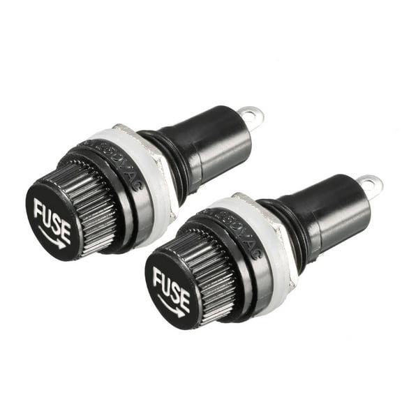 2Pcs AC 10A 250V Black Electrical Panel Mounted Screw Cap Fuse Holder