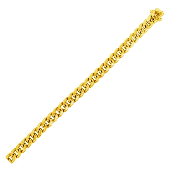ARAIYA JEWELRY 14K Yellow Gold 6.10 mm Solid Miami Cuban Chain 22'' for Women or Men