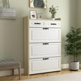 thumbnail image 6 of GVN Shoe Storage Cabinet, Shoe Organizer,Shoe Storage Cabinet with 3 Flip Drawers and 2 Storage Drawers,White & Natural, 6 of 13
