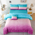 thumbnail image 2 of PERFEMET 6Pcs Turquoise Pink Queen Bed in a Bag Comforter Set Gradient Colorful Glitter Galaxy Bedding Set for Kids Teens, 2 of 8