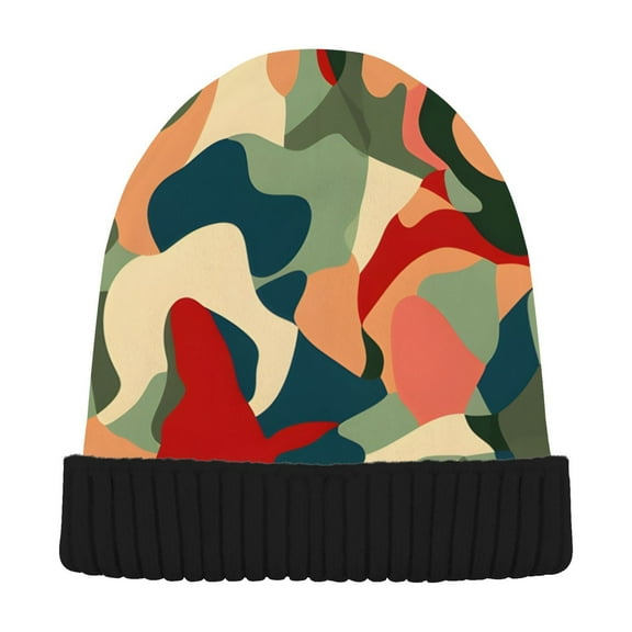 joogoo Abstract Camouflage Graffiti Beanie Hats Men Women Cuffed Skull Cap Winter Warm Knit Thick Beanies