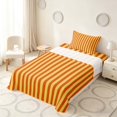 thumbnail image 3 of Manfei Geometric Stripe Twin Sheets,Contemporary Minimalist Bedding, Orange Yellow, Reversible 3 Pieces1 Flat Sheet + 1 Fitted Sheet + 1 Pillowcase, 3 of 6