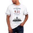 thumbnail image 4 of 9/11 25th Anniversary T-Shirt, Never Forget 911 Graphic Short Sleeve Crew Neck Shirt,Salute to Firefighters American Patriotic 25th White Memorial Tee, Vermilion XXL, 4 of 4