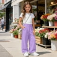 thumbnail image 3 of OGLCCG Wide Leg Pants Girls Summer Loose Vacation Beach Pants for Teens Lightweight Straight Leg Trousers with Pockets 3-14 Years, 3 of 7