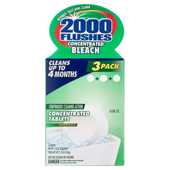 2000 Flushes Concentrated Bleach Automatic Toilet Bowl Cleaner, 3.5 oz (3 Pack)
