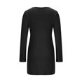 thumbnail image 5 of Mikilon Womens Side Slit Long Shirts Round-Neck Long Sleeve Nipped Waist Slim Long Tops, 5 of 6