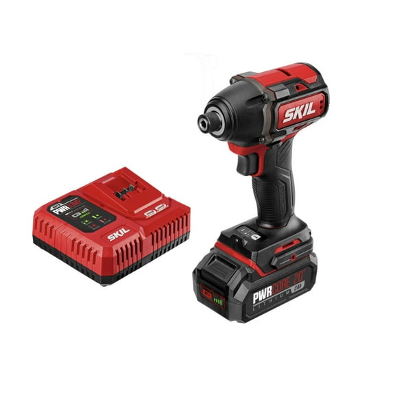 SKIL PWR CORE 20™ Brushless 20-Volt 1/4 In. Hex Impact Driver Kit with Auto PWR JUMP™ Charger