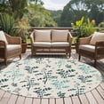 thumbnail image 4 of Teal Green Botanical Round Area Rug 5Ft Washable Circle Rugs for Living Room Bedroom, Rustic Country Spring Floral Summer Leaf Non-Slip Carpet Floor Mats Indoor Outdoor Carpet Runner Home Decor, 4 of 8