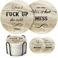 thumbnail image 1 of 4 inch Funny Coasters For Drinks With Holder, Set Of 6, Marble, 1 of 7