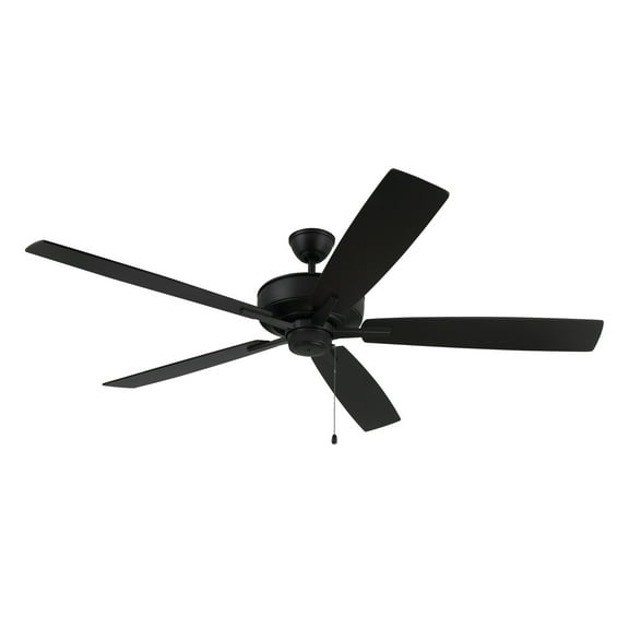 Craftmade  60" Super Pro Ceiling Fan Flat Black  w/ Flat Black/Greywood Blades - Pull Chain