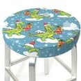 thumbnail image 3 of Balery Dino Christmas Adventure Snowy Blue Round Bar Stool Seat Covers Velvet Fabric Adjustable Protects from Scratches and Stains for 14-17 Inch Chair-12 inch, 3 of 7