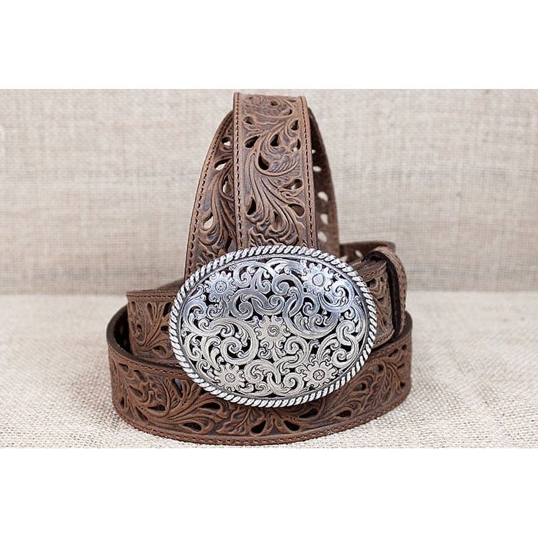 Tony Lama Ladies Bark Pierced Filigree Trophy Belt C50029  display picture 1