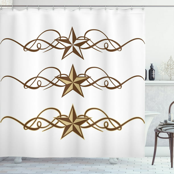 Primitive Country Shower Curtain, Primitive Star Shower Curtain Hooks