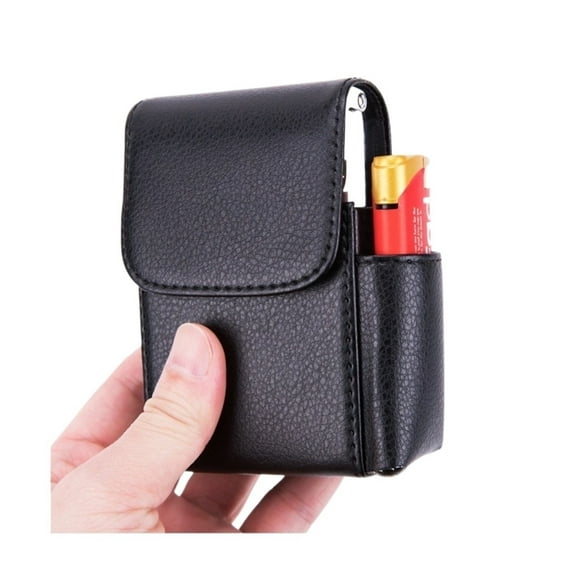 Cigarette Case Men, Leather Cigarette Case Lighter Holder, Cigarette Case with Pu Leather Cigarette Storage Case Pouch Lighter Holder Name Card Storage Container Use