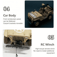 thumbnail image 6 of 1/14 Willys RC Car Off-Road Truck, 2.4G 4WD Remote Control Crawler Vehicle with Sound & Lights & Dual-Speed, RTR RC Military Off-Road Truck Toy Gift for Model Car Lovers, 6 of 9