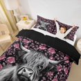thumbnail image 3 of jejeloiu Pink Rose Cow Queen Duvet Cover Set Kids,Western Print Bedding,Reversible,3-Piece(No Comforter), 3 of 6