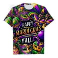 thumbnail image 4 of Kayannuo Womens Blouses Short Sleeve T Shirts for Women Valentine's Day Mardi Gras Women's Casual Short Sleeved Print Round Neck Top T-shirt, 4 of 5