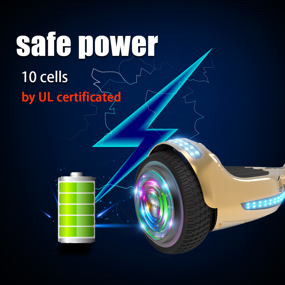 Hoverheart 6.5 In. UL 2272 Certified Hoverboard with Bluetooth and Self Balancing, Chrome Gold - image 4 of 8