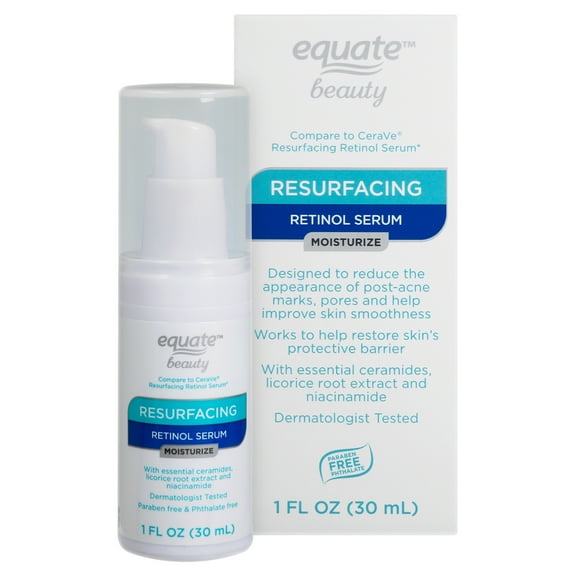 Equate Resurfacing Retinol Serum for Face Care to Smooth & Refine Skin, with Encapsulated Retinol, Compare to CeraVe® Resurfacing Retinol Serum, 1 fl oz