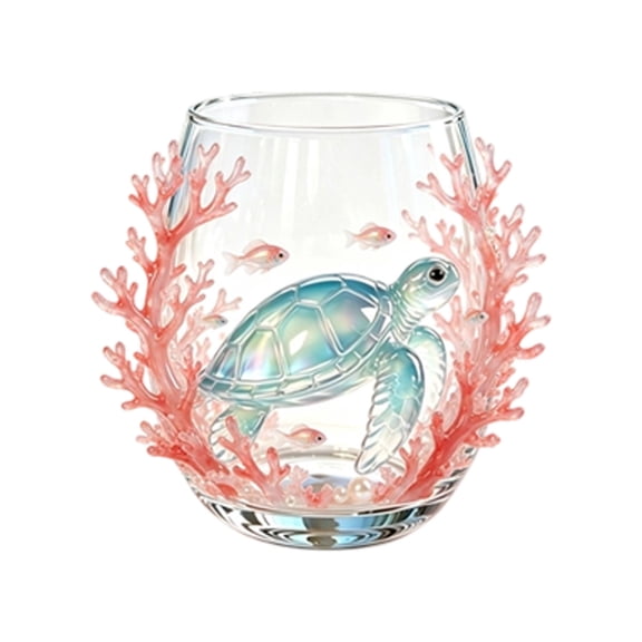 Artisanal Blue Ringed Octopus Glassware 2D Octopuses Stemless Glasses Handcrafted Unique Marine Animals Drinking Glass Coastal Home Bar Decor Gift for Ocean Lovers