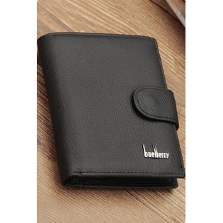 Men's Lychee Pattern Leather Wallet Black