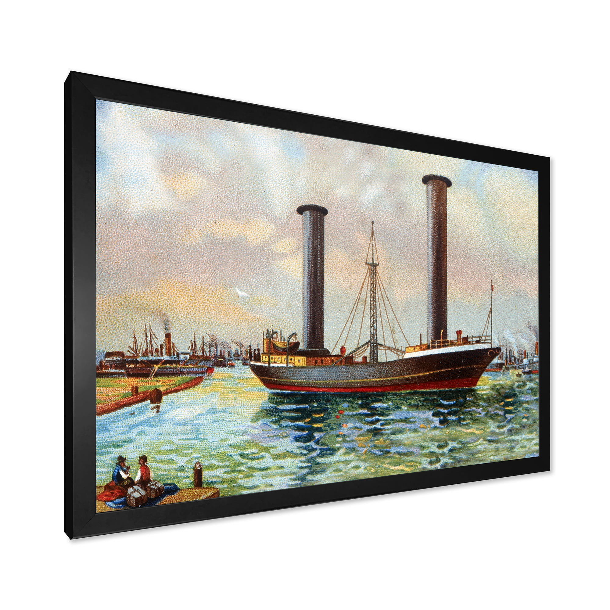 Designart 'The Ancient Boat Leaving The Harbor' Nautical & Coastal Framed Art Print