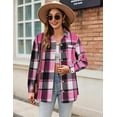 thumbnail image 4 of Zeagoo Women Flannel Shacket Jacket Plaid Button Down Long Sleeve Shirt Blouse Fall Outfits 2025, 4 of 4