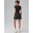 thumbnail image 4 of Vestido OQQ para mujer, cuello cuadrado, dobladillo con volantes, mini, negro, verano, 4 of 6