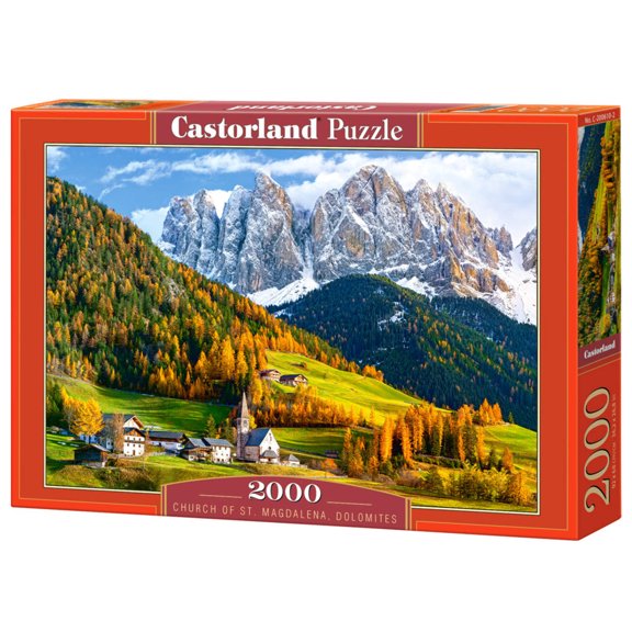 2000 Piece Jigsaw Puzzle, Church of St. Magdalena, Dolomites, Italy, Europe, Scenic Puzzle, Travel-inspired Puzzle, Adult Puzzle, Castorland C-200610-2