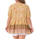 thumbnail image 4 of Camisas de verano de mujer plus size con cuello en V y mangas cortas tipo linterna Agnes Orinda, blusas boho de peplum floral 1X amarillas, 4 of 7