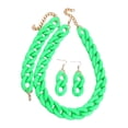 thumbnail image 4 of Conjunto de joyas con collar, pulsera y pendientes para mujer con diseño grueso Verde, 4 of 9