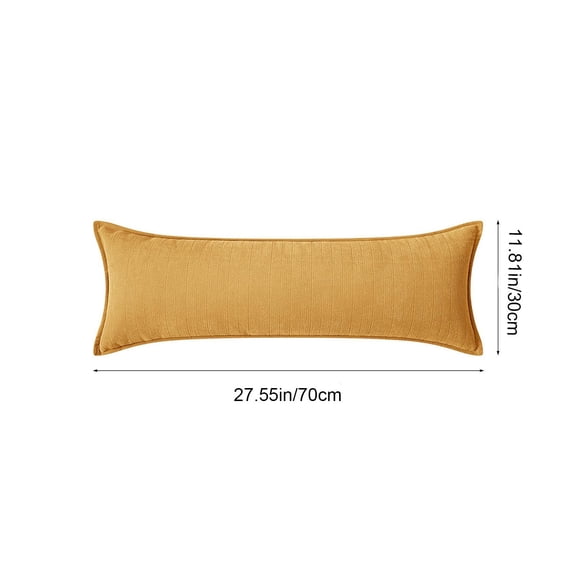 Long Lumbar Pillow with Removeable Cover, 27.5x11.8'' Solid Color Body Pillow for Bed, Accent Lumbar Throw Pillow for Bedroom,Outdoor Lounge (Yellow)