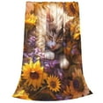 thumbnail image 2 of Balery Cute Cat Sunflower Manta de Felpa Suave y Acogedora – Cobija de Franela Aterciopelada para Cama, Lavable y Cálida para Sofá, Mascotas, Transpirable-50"x40", 2 of 7
