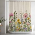 thumbnail image 5 of Spring Botanical Extra Long Shower Curtain Set, Waterproof Shower Curtains for Bathroom, Watercolor Floral Eucalyptus Leaves Beige Washable Fabric Bath Curtain for Bathtub with Hooks 72x96 Inches, 5 of 9