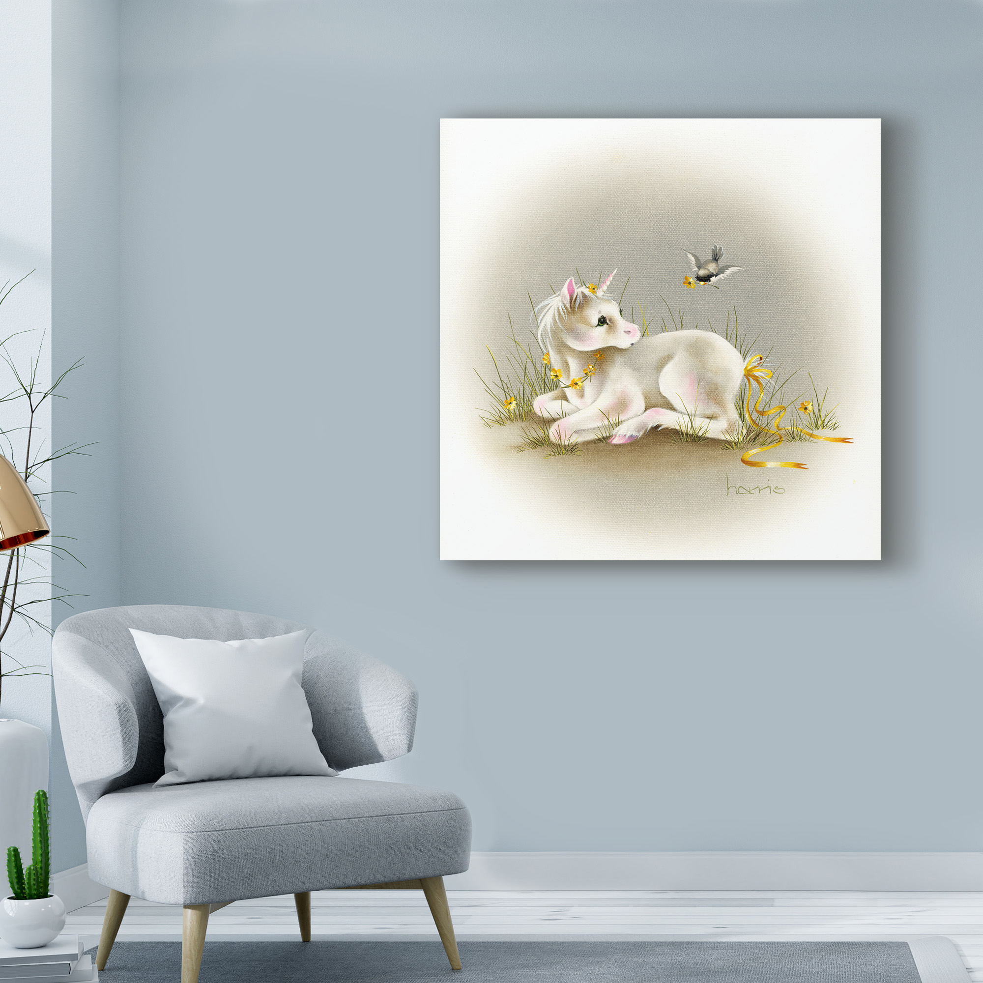 Trademark Fine Art 'Baby Unicorn' Canvas Art by Peggy Harris