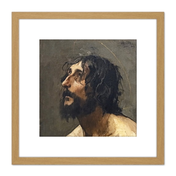 Martin Henri Self Portrait As John Baptist Painting 8X8 Inch Square Wooden Framed Wall Art Print Picture with Mount
