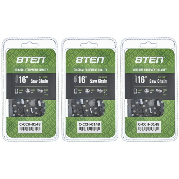 Full Chisel Chainsaw Chain 16 inch .058 3/8 60DL Husqvarna Jonsered 3 Pack 810-CCC2360H