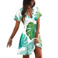 thumbnail image 2 of Summer Dresses for Women Hawaiian Printed V Neck Short Sleeve Fashion Flowy Wrap Dress Party Beach Sundress, 2 of 5